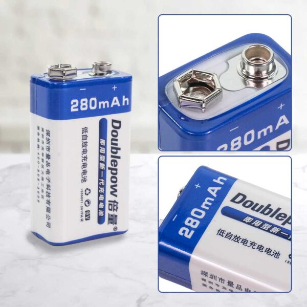 1 Baterai Doublepow Baterai 9v Rechargeable 9 Volt Battery Charger Gitar Kotak Bisa Charger Multitester Multimeter LAN Tester Gitar Elektrik Detektor Asap Mikrofon Wireless Walkie-Talkie Walkie Talkie - Gambar 2