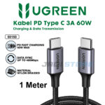 UGREEN Kabel Charger Cable Data Power Delivery PD 3.0 60w 3A Quick Charge Super Fast Charging Type C Type-C Tipe C 50150 1M Nylon Braided 50150