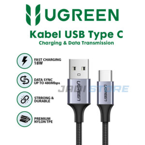 UGREEN Kabel Charger Cable Data USB-A to Type C 1 Meter 18W Fast Charging 3A Data Sync 480Mbps Nylon Braided Original 60126 - Gambar 6