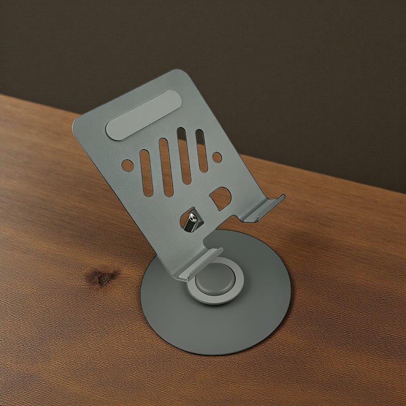 VIKEFON Stand Tablet Holder Foldable Aluminium Alloy P50 360 Rotation 4-10 Inch Dudukan Tablet HP iPad Adjustable Anti Slip Portable untuk Meja Kerja Gaming Streaming Video dengan Celah Charging - Gambar 6