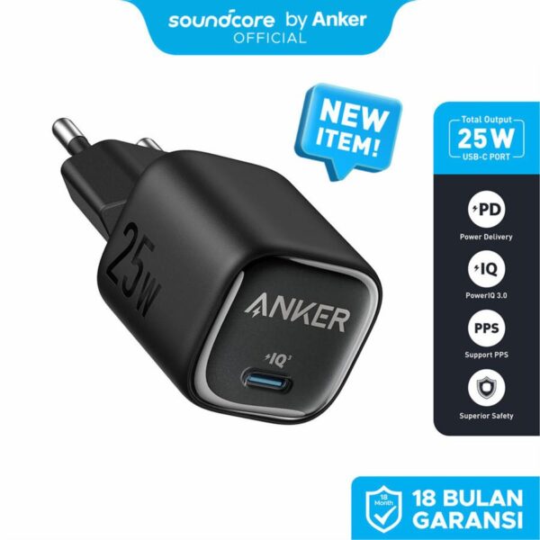 Anker A2656 25W GaN USB C Charger Compact Support PPS & Fast Charging for Samsung iPhone Fast Charger Batok Adaptor Adapter Charger PD USB-C Type-C Type C Original Garansi Resmi Fast Charging PowerIQ 3.0 A2656L11 A2656L21 - Gambar 5