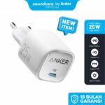 Anker A2656 25W GaN USB C Charger Compact Support PPS & Fast Charging for Samsung iPhone Fast Charger Batok Adaptor Adapter Charger PD USB-C Type-C Type C Original Garansi Resmi Fast Charging PowerIQ 3.0 A2656L11 A2656L21