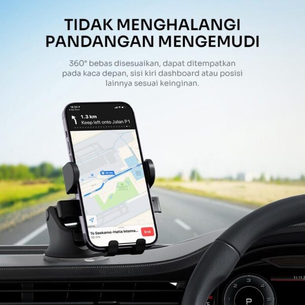 ROBOT RT-CH20 Car Holder Phone Holder Stand HP Tempat Naruh HP di Mobil Dashboard Robot RTCH20 Original Rotatable 360 - Gambar 4