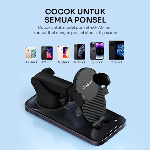ROBOT RT-CH20 Car Holder Phone Holder Stand HP Tempat Naruh HP di Mobil Dashboard Robot RTCH20 Original Rotatable 360 - Gambar 2
