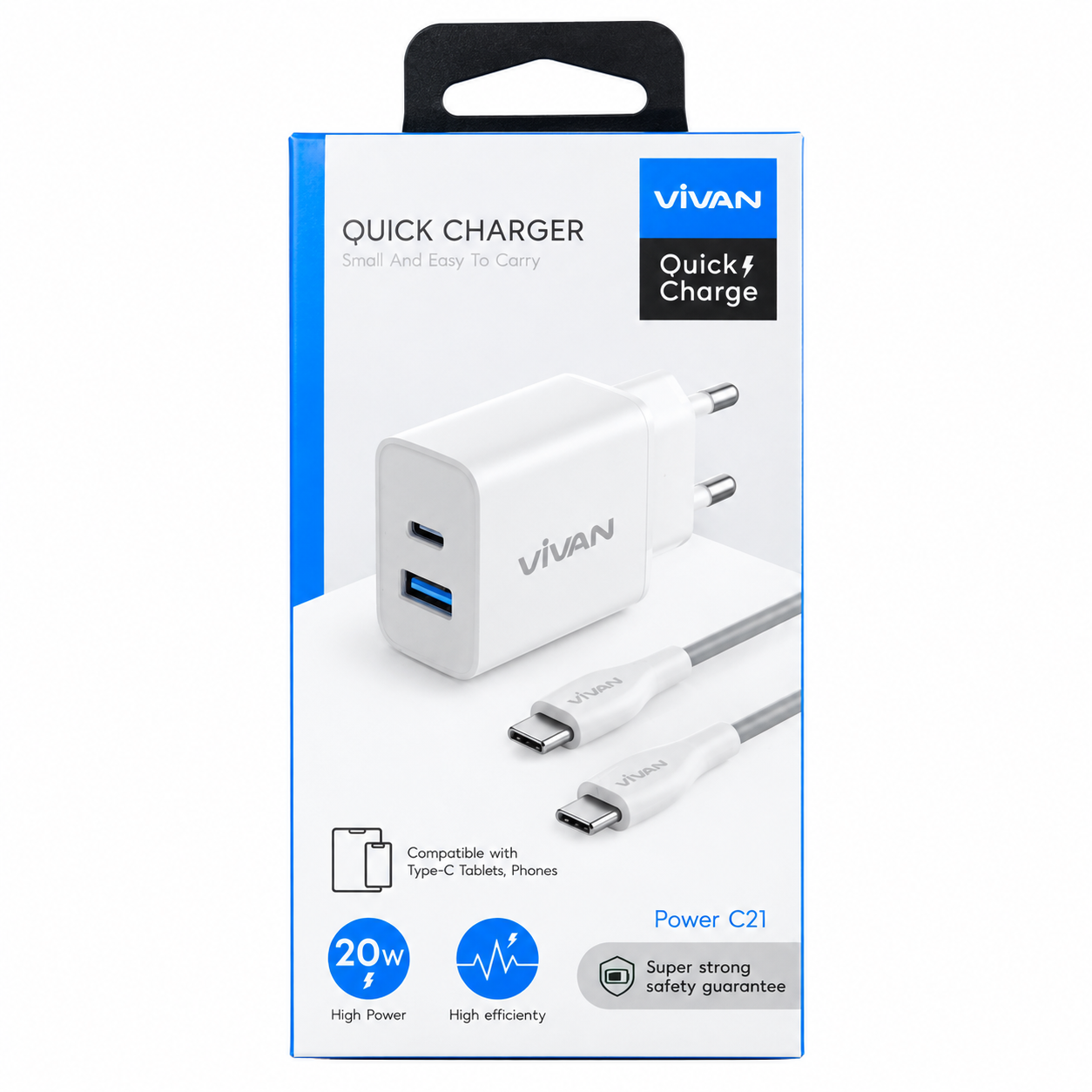 VIVAN Power C21 Charger Set 20W Original Kepala Adaptor Travel Charger Dual Port USB-C USB-A Fast Charging PD QC 3.0 Output 3A Pengisian Daya Cepat untuk Dua Perangkat Sekaligus Aman Praktis dan Efisien - Gambar 7