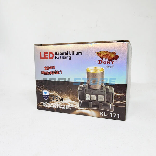 Dony KL-171 Senter Kepala Headlamp Head Lamp LED Merk Dony Doni Zoom 15W 15 W Watt Anti Air Outdoor Original Putih Kuning Super Terang - Gambar 2