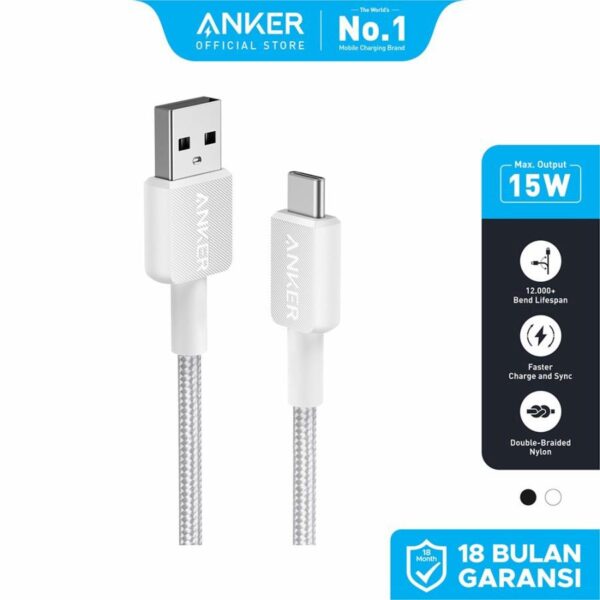 Anker A81H5 Kabel Cable Kable Data Charger Anker 322 USB-A to USB-C USB to Type-C Type C Tipe C Fast Charging 3ft 0.9M 90CM 90 CM 15W 15 Watt 3A A81H5H11 A81H5H21 - Gambar 6