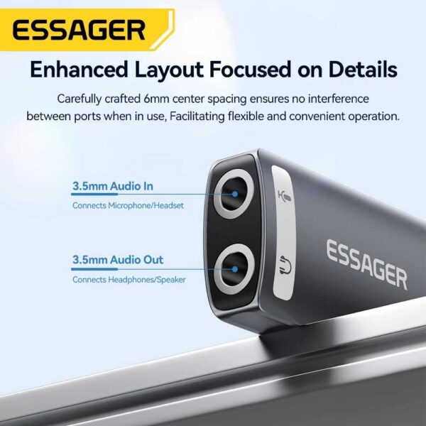 ESSAGER USB Sound Card External OTG Portable AUX 3.5mm ES-OTG21 Converter Adapter USB to Audio Jack 3.5mm Soundcard Laptop PC Komputer Eksternal - Gambar 3