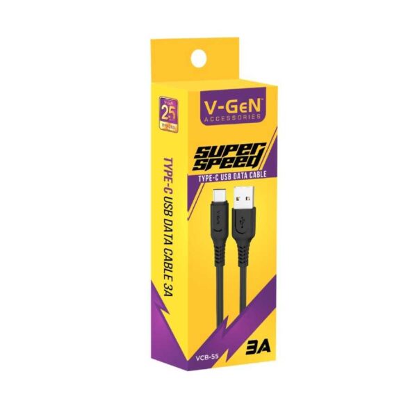 V-GEN VCB-55 Kabel Cable Kable Data Charger USB A to Type-C Type C Tipe C Fast Charging 3A VCB55 VCB 55 Panjang 1M 1 Meter M - Gambar 3