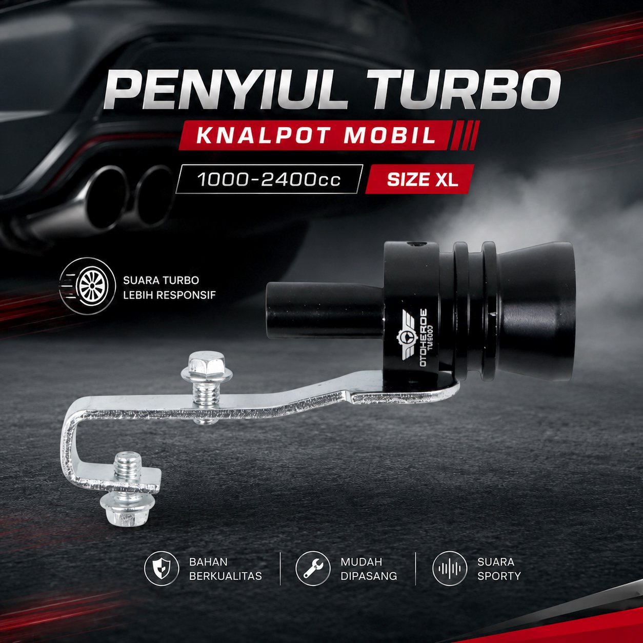 OTOHEROES Penyiul Turbo Knalpot Mobil XL TUR007 Whistler Fake Turbo Exhaust Aluminium 6061 T-6 Diameter Kepala 31mm Panjang 113mm untuk Mobil 1000-2400cc Suara Knalpot Racing Aksesori - Gambar 6