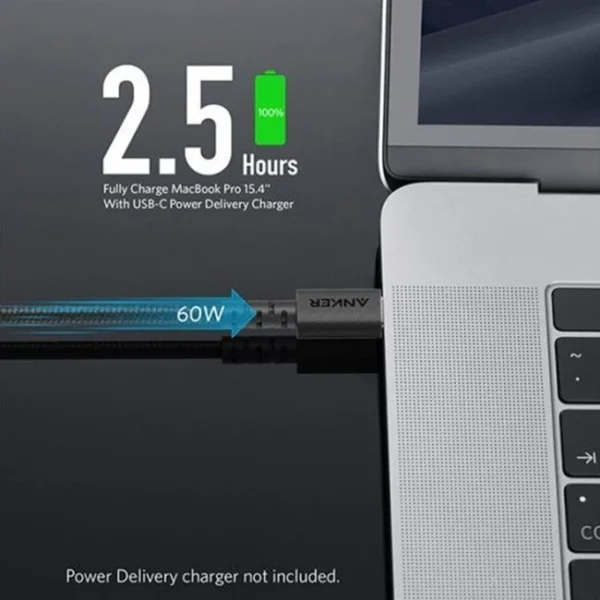 ANKER A81F5 Kabel Charger Cable Data Power Delivery PD 3.0 60w 3A Quick Charge Super Fast Charging USB  Type C to Type C Type-C Tipe C 3ft 90CM 0.9M Nylon Braided A81F5H21 A81F5H11 - Gambar 3