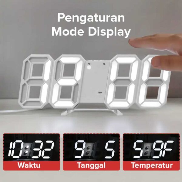 TaffHOME Jam Meja Alarm Weker LED Digital Clock TS-S60-W Jam Alarm Aesthetic Jam Beker Weker Alarm Alarem Digital Meja Lucu Besar Unik Mini LED - Gambar 2
