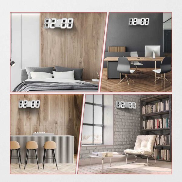 TaffHOME Jam Meja Alarm Weker LED Digital Clock TS-S60-W Jam Alarm Aesthetic Jam Beker Weker Alarm Alarem Digital Meja Lucu Besar Unik Mini LED - Gambar 3