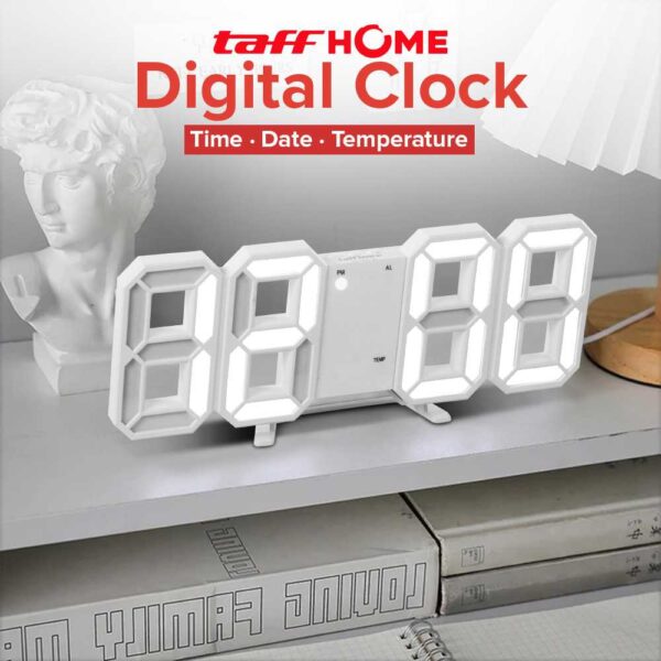 TaffHOME Jam Meja Alarm Weker LED Digital Clock TS-S60-W Jam Alarm Aesthetic Jam Beker Weker Alarm Alarem Digital Meja Lucu Besar Unik Mini LED - Gambar 6