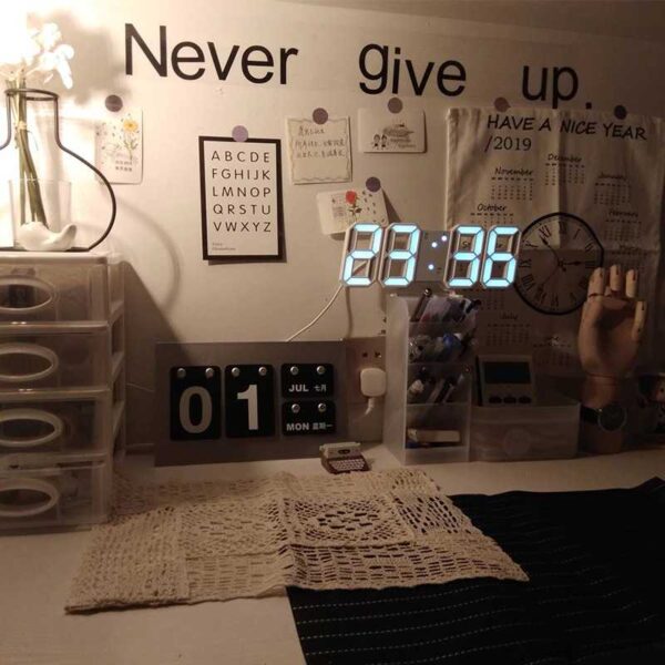 TaffHOME Jam Meja Alarm Weker LED Digital Clock TS-S60-W Jam Alarm Aesthetic Jam Beker Weker Alarm Alarem Digital Meja Lucu Besar Unik Mini LED - Gambar 4