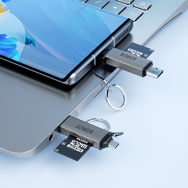 ROBOT CR202S Card Reader Cardreader OTG 2 in 1 Robot CR202S 2in1 USB 3.0 Type-C Type C Micro SD Card MicroSD SDHC SD Card Memory Kamera - Gambar 3