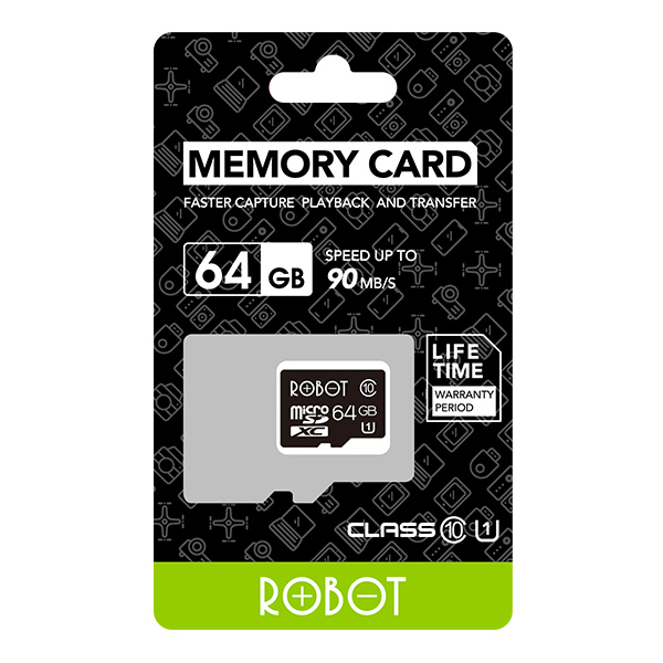 ROBOT MicroSD Memory Card 64GB 64 GB Class 10 Original – Kartu Memori Micro SD Robot Murah dengan Package OTG Storage - Gambar 2