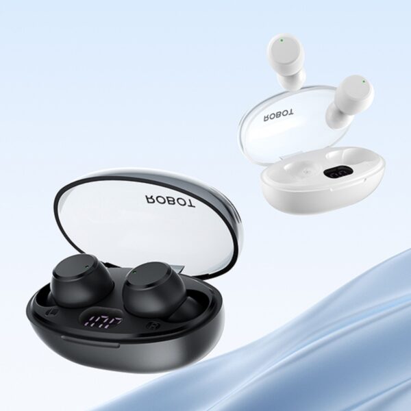 ROBOT TWS Dots 2 Headset Bluetooth True Wireless Stereo Handsfree Earphone Mini Bluetooth 6.0 Layar LED Daya Baterai Tahan 30 Jam Original Garansi Resmi