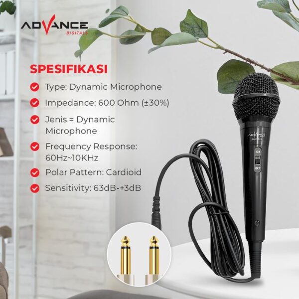 Microphone Advance Mic-884 Mic Karaoke Profesional Dynamic Mic Kabel Microphone Mikrofon Mic Mik Kabel Speaker Karaoke - Gambar 3