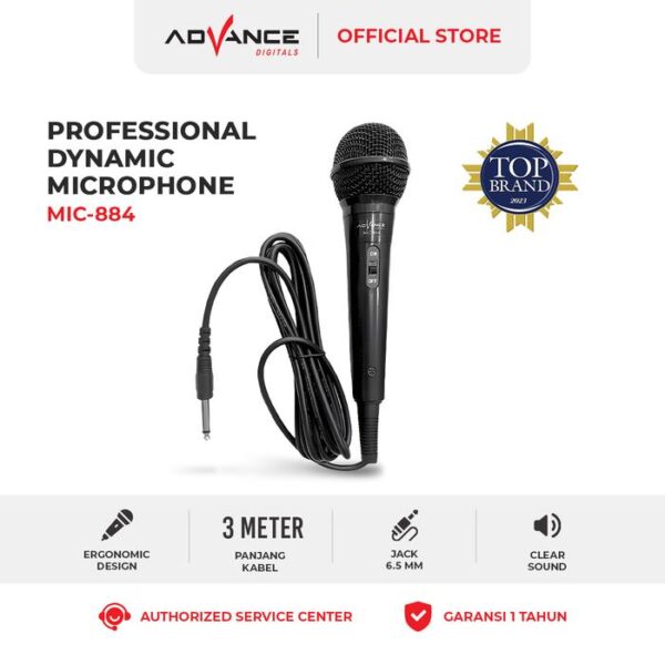 Microphone Advance Mic-884 Mic Karaoke Profesional Dynamic Mic Kabel Microphone Mikrofon Mic Mik Kabel Speaker Karaoke