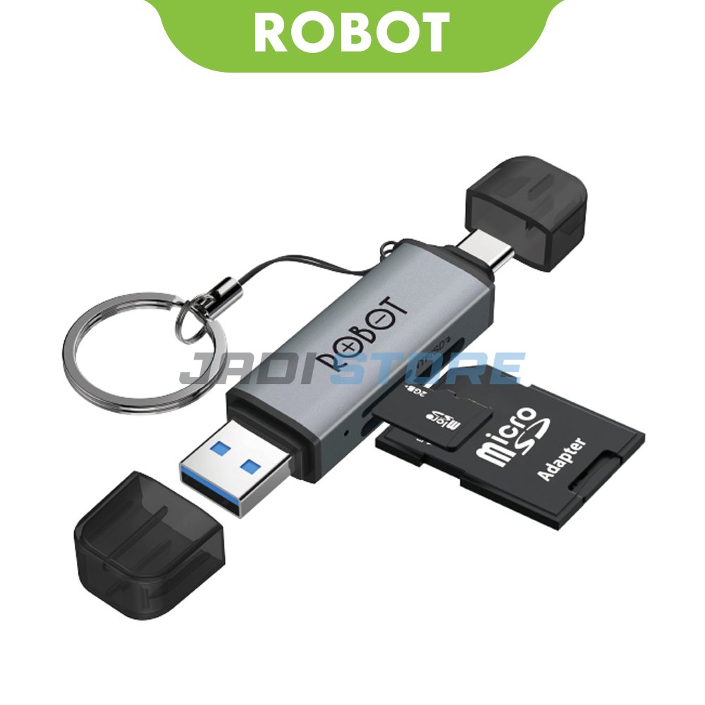 ROBOT CR202S Card Reader Cardreader OTG 2 in 1 Robot CR202S 2in1 USB 3.0 Type-C Type C Micro SD Card MicroSD SDHC SD Card Memory Kamera - Gambar 2