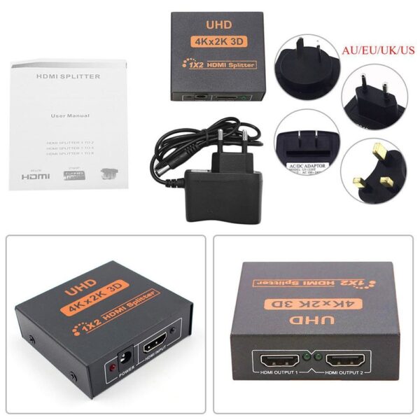 HDMI Splitter 2 Port Kabel HDMI Splitter 1 Input 2 Output HDMI Spliter Alat Menampilkan Layar HDMI Menjadi 2 Layar Monitor Duplikat Layar Monitor - Gambar 2