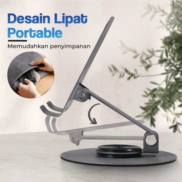 LinQi Stand Smartphone Universal Holder Foldable Rotating 360 - Q-36 Phone Smartphone Stand Holder Dudukan Tatakan Tempat HP di Meja Kerja - Gambar 3