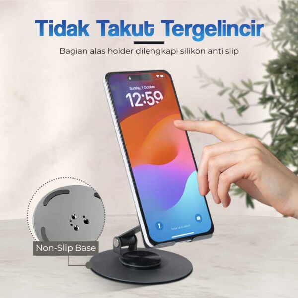 LinQi Stand Smartphone Universal Holder Foldable Rotating 360 - Q-36 Phone Smartphone Stand Holder Dudukan Tatakan Tempat HP di Meja Kerja - Gambar 6