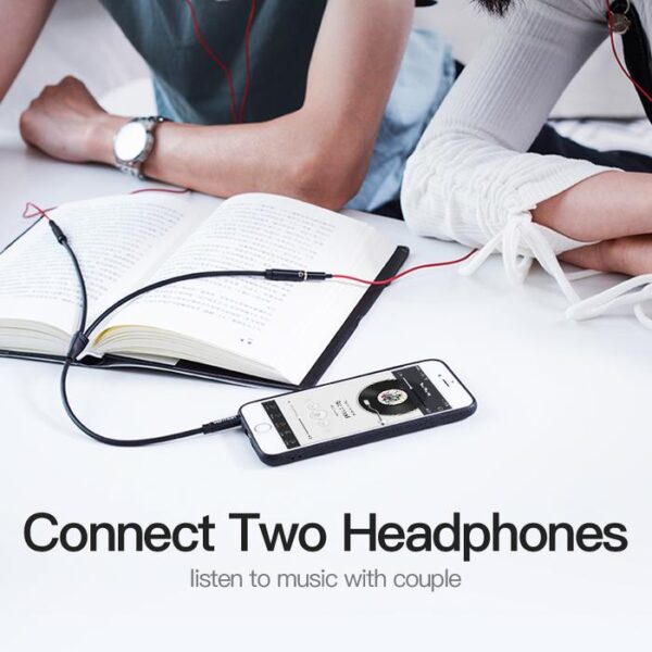 Vention BBS Kabel Aux Audio Splitter 3.5mm Male to 2 Female Jack Splitter 2 in 1 Output Audio Aux Kabel Splitter Earphone Headphone Speaker Universal - Gambar 2