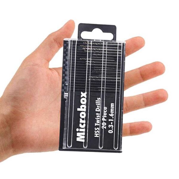 Taffware Microbox Mata Bor Mini Drill HSS Twist Drill Bit 0.3-1.6mm 20PCS - QST-H20 Set Mata Bor Mini Presisi Bor Tangan Bor Mini Listrik Bor PCB Bor Kerajinan Twist Drill Bit HSS 20 Pcs - Gambar 3