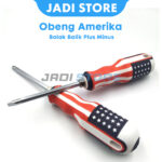 Obeng Magnet Amerika Bolak Balik 2IN1 Screwdriver Plus Minus Gagang Karet Obeng Serbaguna Bolak Balik Obeng Magnetik 2 in 1 Obeng Plus Obeng Minus Praktis