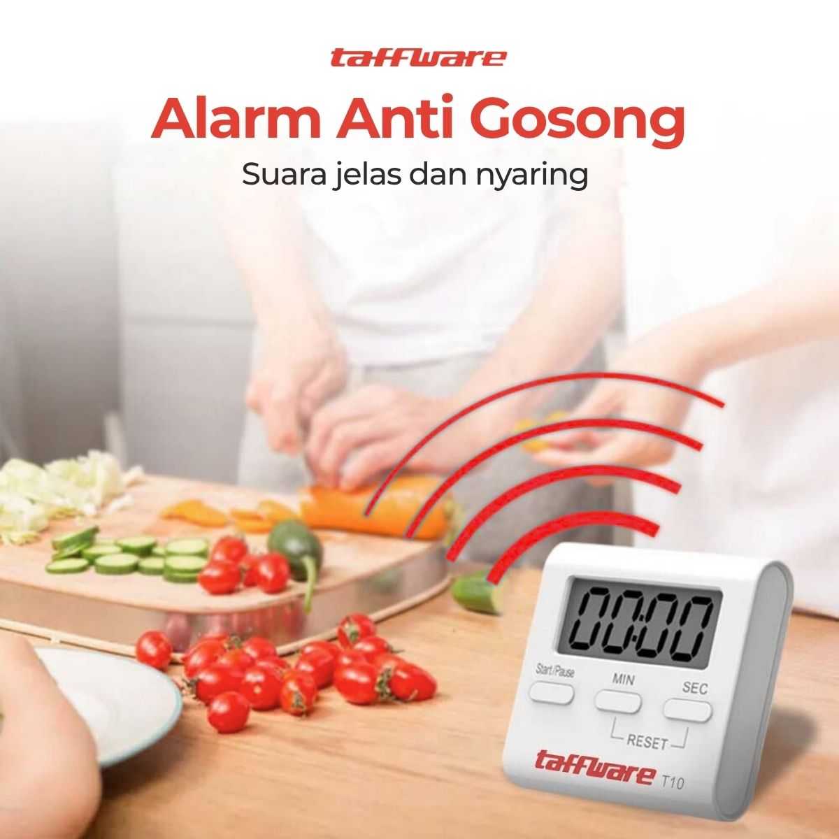 Taffware Timer Masak Dapur Digital Countdown Alarm Clock T10 Timer Masak Digital dengan Alarm Pengingat Waktu Memasak Baking Kukus Rebus Serbaguna - Gambar 5
