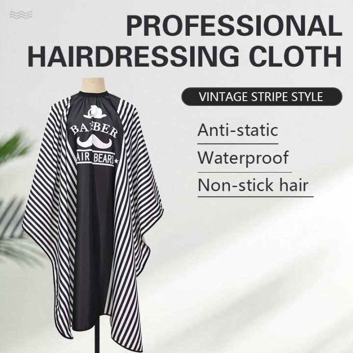 Biutte.co Jubah Apron Potong Rambut Side Stripe Kip Cape Salon Barbershop Anti Air WB14 Apron Pangkas Rambut Dewasa Barber Cape Profesional Anti Static Kain Pelindung Nyaman Mudah Dibersihkan - Gambar 2