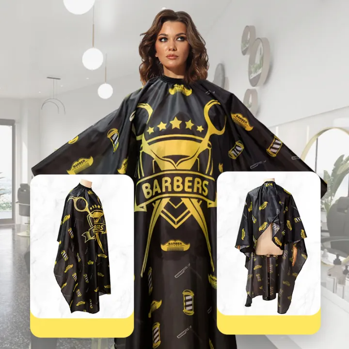 Biutte.co Jubah Apron Potong Rambut Black Yellow Kip Cape Salon Barbershop Anti Air Scissor WB14 Apron Pangkas Rambut Dewasa Barber Cape Profesional Anti Static Kain Pelindung Nyaman Mudah Dibersihkan - Gambar 7