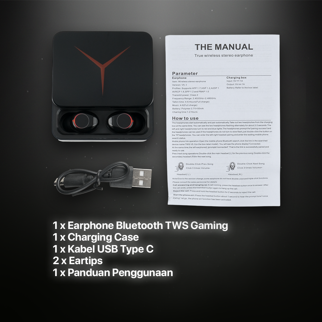 VAORLO Earphone Bluetooth 5.3 TWS Earbuds Gaming HIFI Stereo Sound M90 Pro Wireless Headset ENC Noise Canceling LED Display Charging Case Waterproof HD Call Low Latency untuk Android iPhone - Gambar 6