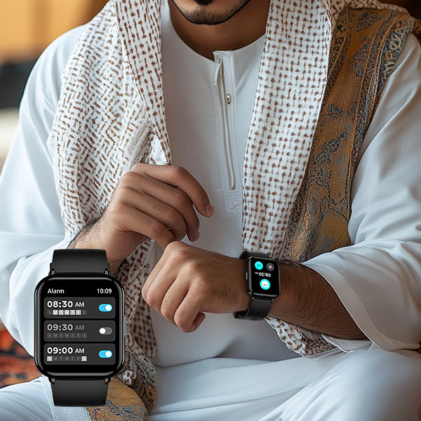 ROBOT Smartwatch RWS2 Black Water Resistant 10 Meter Bluetooth 5.3 Layar 1.83 Inch Muslim Friendly Arah Kiblat Smart Watch Pria Wanita 100+ Sport Mode Fitness Tracker Tahan Air Canggih Baterai Awet Garansi Resmi 1 Tahun - Gambar 3