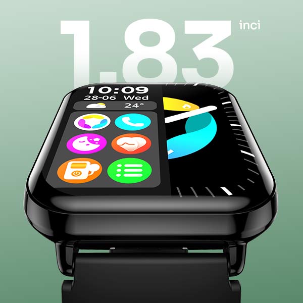 ROBOT Smartwatch RWS2 Black Water Resistant 10 Meter Bluetooth 5.3 Layar 1.83 Inch Muslim Friendly Arah Kiblat Smart Watch Pria Wanita 100+ Sport Mode Fitness Tracker Tahan Air Canggih Baterai Awet Garansi Resmi 1 Tahun - Gambar 4