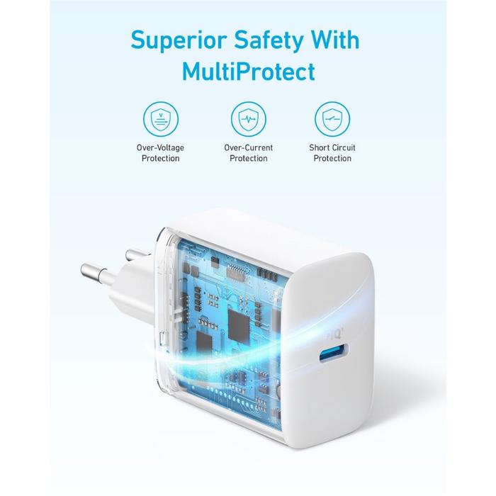 Anker A2347 A2347L11 A2347L21 20W USB-C Wall Charger Kepala Charger Type C Fast Charging Adaptor Casan HP iPhone Samsung Xiaomi Realme Oppo Vivo Original PowerPort 20W Adaptor Only Charger Dinding USB C Output PD - Gambar 6