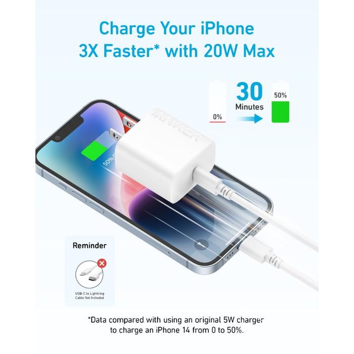 Anker A2347 A2347L11 A2347L21 20W USB-C Wall Charger Kepala Charger Type C Fast Charging Adaptor Casan HP iPhone Samsung Xiaomi Realme Oppo Vivo Original PowerPort 20W Adaptor Only Charger Dinding USB C Output PD - Gambar 5
