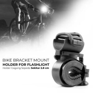 Holder Senter Sepeda Universal Adjustable AB-2966 Black Bracket Mount Dudukan Lampu Sepeda Putar 360 Derajat Penjepit Setang Anti Slip untuk MTB Road Bike dengan Strap Silikon Kokoh Mudah Dipasang - Gambar 4