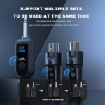 BOMGE WTU-03 Transmitter Mic Wireless 1 Pair Receiver UHF XLR Rechargeable 2.4G – Mikrofon Wireless Adapter System untuk Dynamic Microphone Gitar Audio Mixer PA System Sound Karaoke Studio