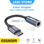 ESSAGER Kabel Adapter Audio 3.5mm Jack Female - ZY0G Converter Type C to Jack Audio AUX 3.5mm Splitter USB Type-C Adapter Headset & Mic Earphone Aluminium Support DAC Kabel Audio Type C ke 3.5 mm