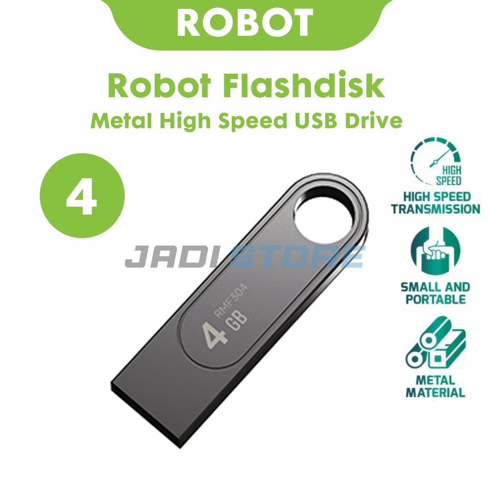 ROBOT RMF304 Flashdisk 4GB Metal High Speed USB Drive Original Flashdisk USB Premium Transfer Data Cepat Memory Stick untuk Laptop PC TV Mobil Desain Metal Tahan Lama Plug and Play - Gambar 2