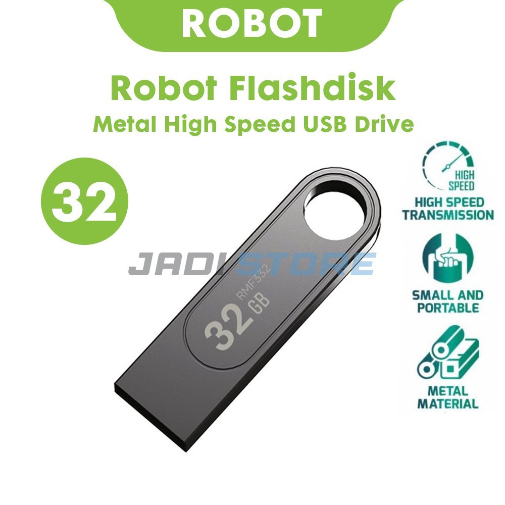 ROBOT RMF332 Flashdisk 32GB Metal High Speed USB Drive Original Flashdisk USB Premium Transfer Data Cepat Memory Stick untuk Laptop PC TV Mobil Desain Metal Tahan Lama Plug and Play - Gambar 2