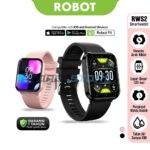 ROBOT Smartwatch RWS2 Black Water Resistant 10 Meter Bluetooth 5.3 Layar 1.83 Inch Muslim Friendly Arah Kiblat Smart Watch Pria Wanita 100+ Sport Mode Fitness Tracker Tahan Air Canggih Baterai Awet Garansi Resmi 1 Tahun
