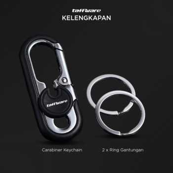 Taffware Gantungan Kunci Carabiner Keychain Clip Black A3746 Stainless Steel Zinc Alloy Pengait Kunci Motor Mobil Double Ring Anti Karat Kait Tas Ransel EDC Outdoor Serbaguna 6.6cm untuk Traveling Sepeda Camping - Gambar 6