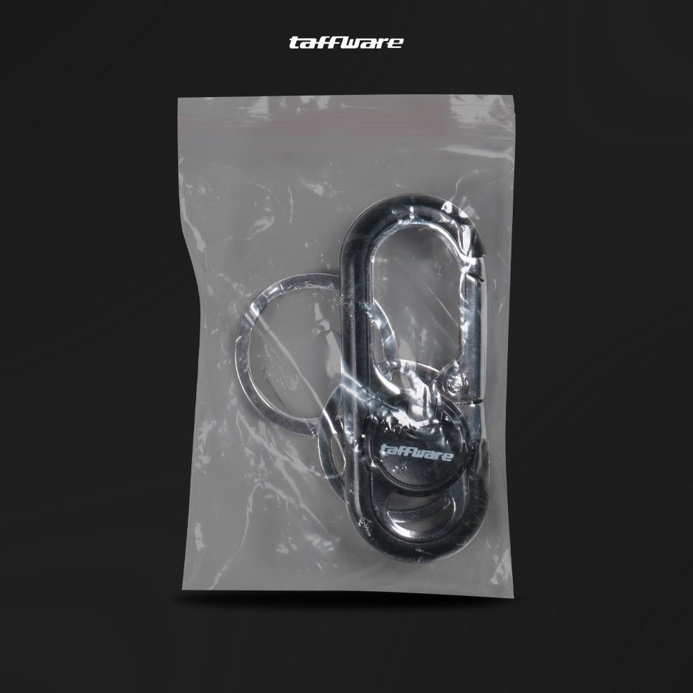 Taffware Gantungan Kunci Carabiner Keychain Clip Black A3746 Stainless Steel Zinc Alloy Pengait Kunci Motor Mobil Double Ring Anti Karat Kait Tas Ransel EDC Outdoor Serbaguna 6.6cm untuk Traveling Sepeda Camping - Gambar 8