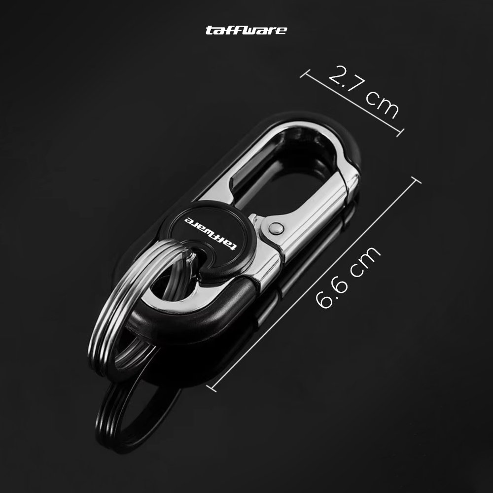 Taffware Gantungan Kunci Carabiner Keychain Clip Black A3746 Stainless Steel Zinc Alloy Pengait Kunci Motor Mobil Double Ring Anti Karat Kait Tas Ransel EDC Outdoor Serbaguna 6.6cm untuk Traveling Sepeda Camping - Gambar 7