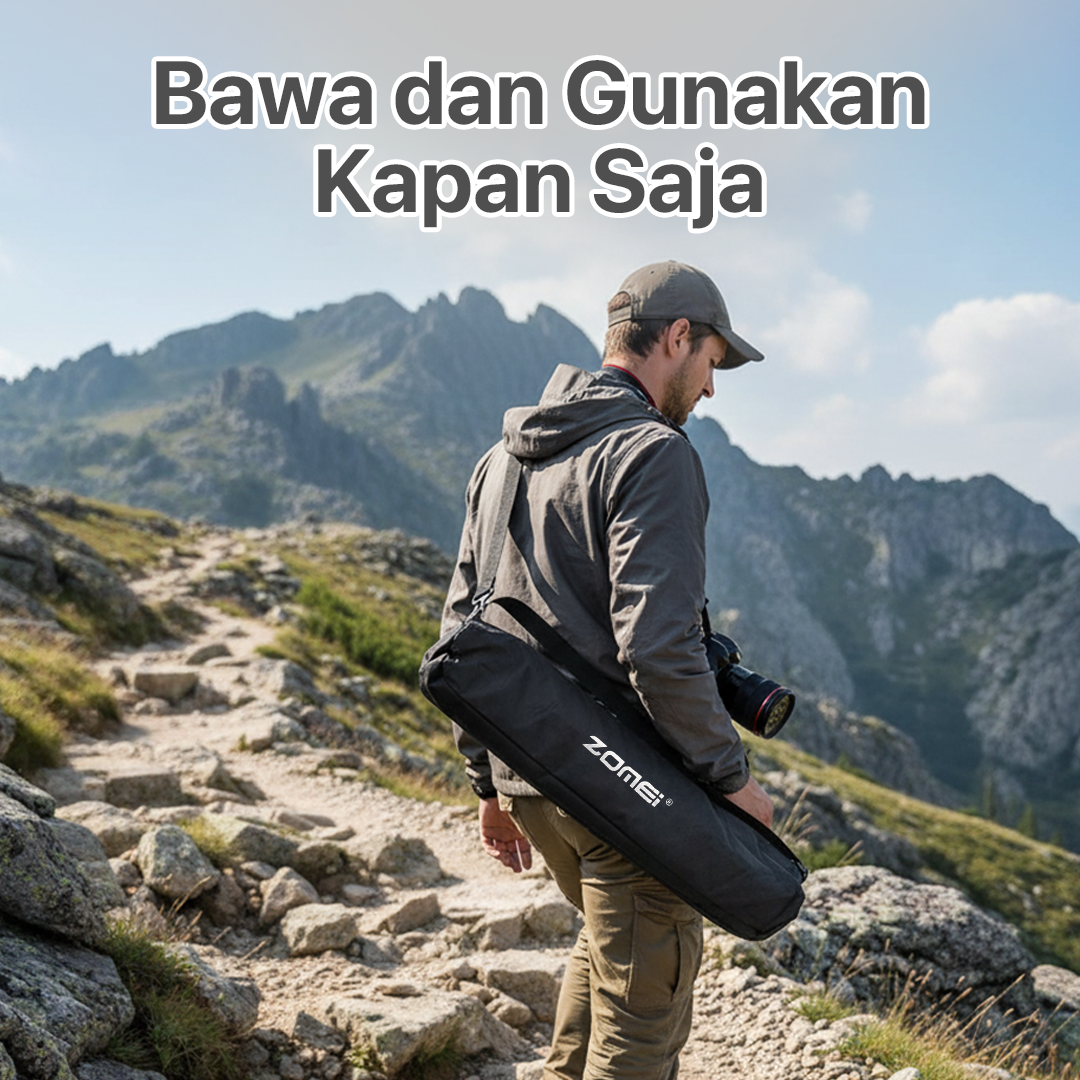 ZOMEI Tripod Kamera DSLR Q111 Professional 140CM Pan Head 3 Way 360 Derajat Aluminium Tripod Kamera Mirrorless HP Smartphone Kamera Video Fotografi Content Creator Maksimal Beban 5KG Dengan Tas Black - Gambar 10