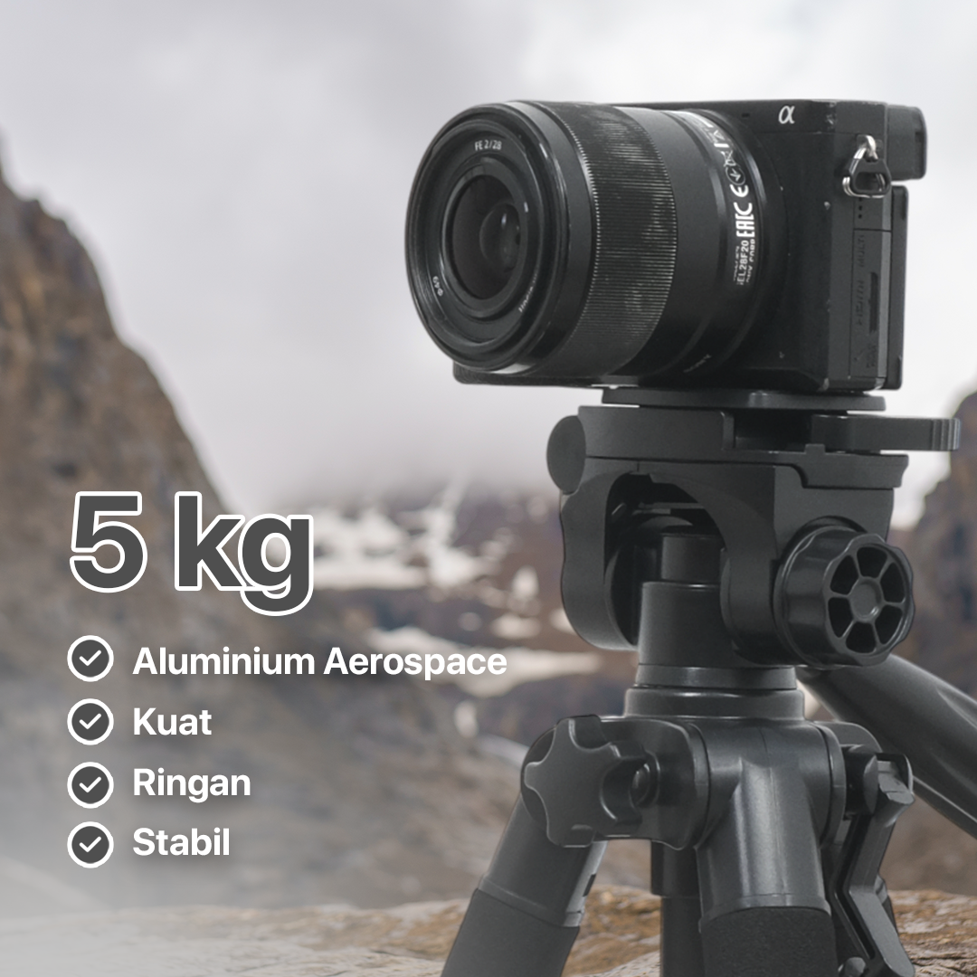 ZOMEI Tripod Kamera DSLR Q111 Professional 140CM Pan Head 3 Way 360 Derajat Aluminium Tripod Kamera Mirrorless HP Smartphone Kamera Video Fotografi Content Creator Maksimal Beban 5KG Dengan Tas Black - Gambar 8